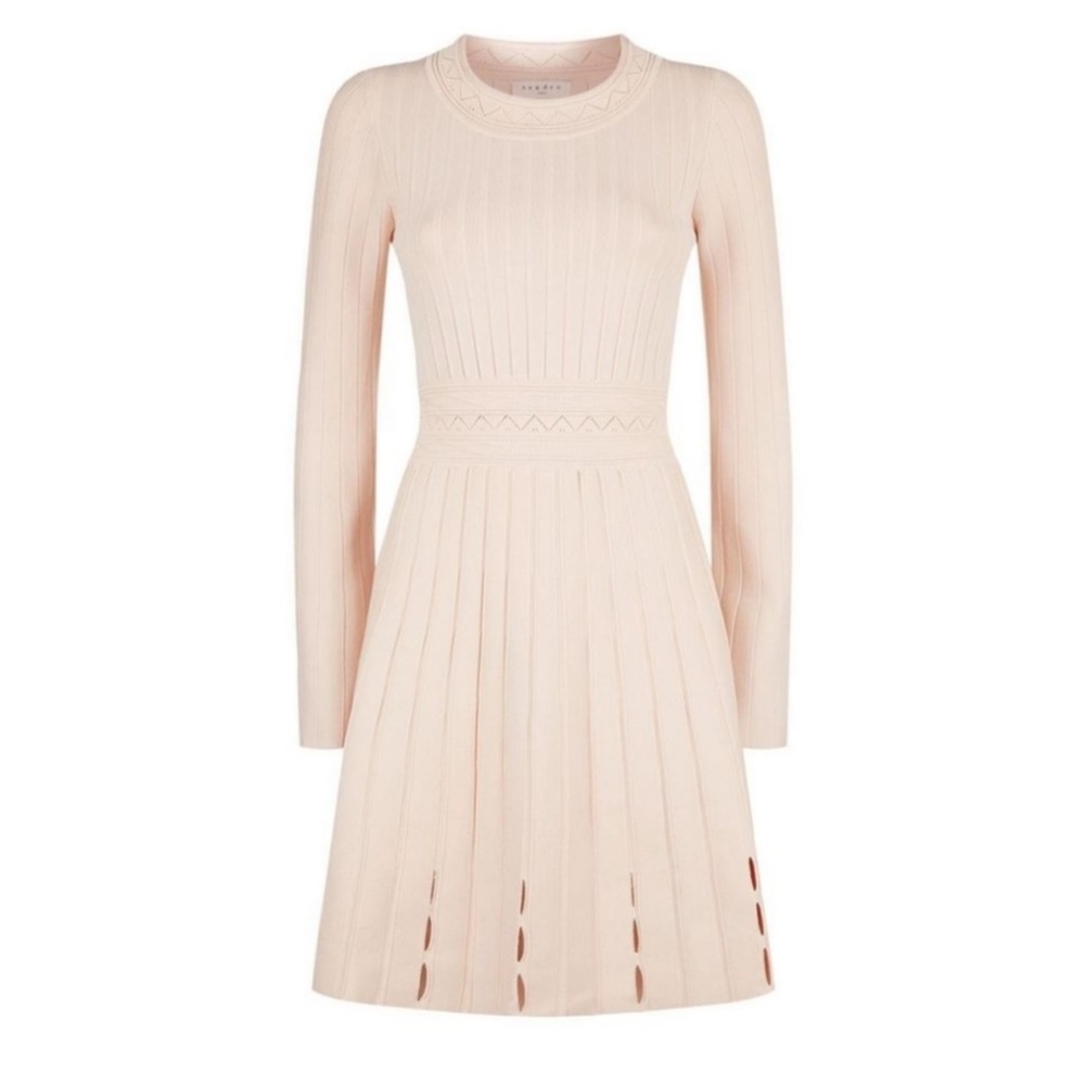 SANDRO Women's Terez Eyelet-detail Knit Mini Dress In Powder Size Small